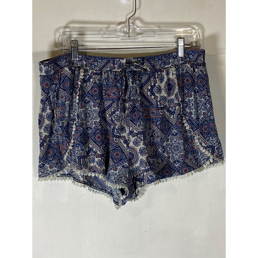 Boho Mosaic Print Pom Pom Dolphinâ Shorts Festival Beach Lounge Large